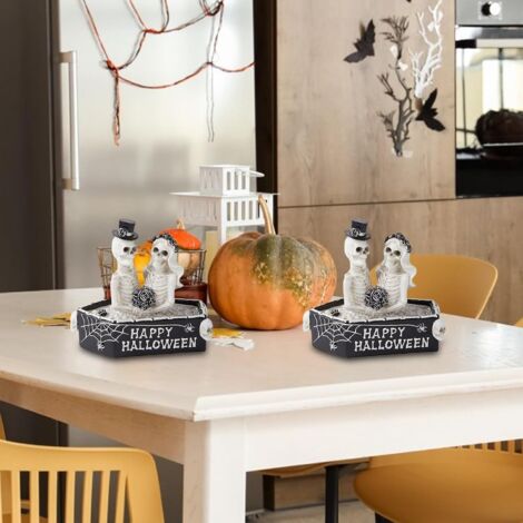 Décoration Crâne - Figurine Couple Squelette Halloween Sculpture - (1/4)