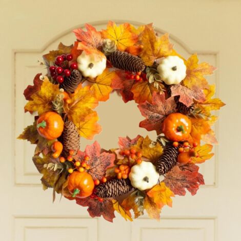 Couronne en Feuilles D'Érable - Couronne de Feuilles d'automne - Décoration (1/4)