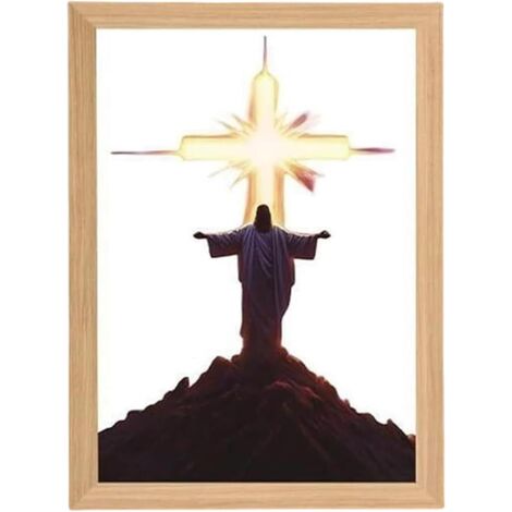Lumière Peinture Jésus - Tableau Lumineux Jésus 4D - Décoration Murale (1/5)