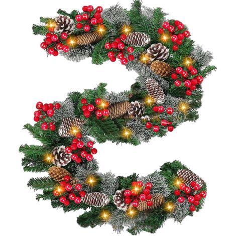 Guirlande de Noël Lumineuse - Guirlande de Porte Réaliste pour Fêtes - (1/5)
