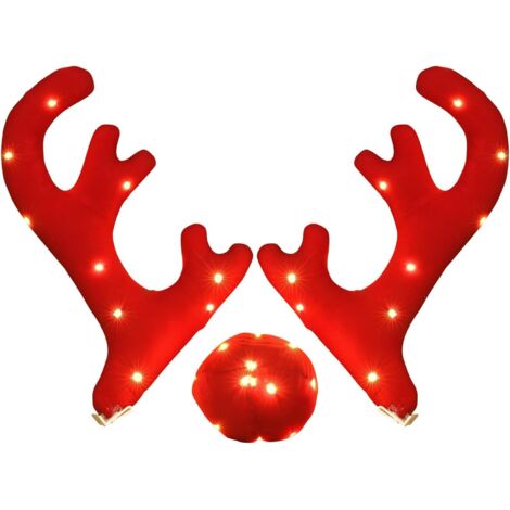 Cornes de Renne pour Voiture - Attrayant Lumière Noël avec Bois Éclairants (1/5)