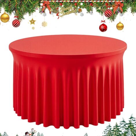 Jupe de Table - Nappe De Table Ronde Plissée pour Noël - Couverture de pour (1/5)