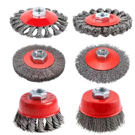 Brosse Métallique pour Meuleuse Brosse à Fil Nœudé 6 Pièces