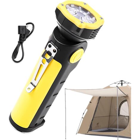 Lampe Torche LED Rechargeable 7 Modes 90° Rotatif Étanche (1/5)