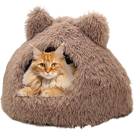 Lit Chauffant pour Chats Caverne de Chiot Semi Fermée (1/5)