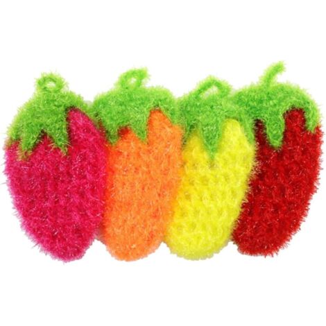 Torchons Cuisine Fraise en Polyester Crocheté Main 4 Pièces Colorées (1/5)