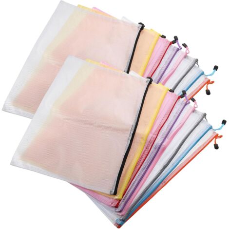 16 pièces Pochette Rangement Documents Mesh Transparente et Étanche PVC