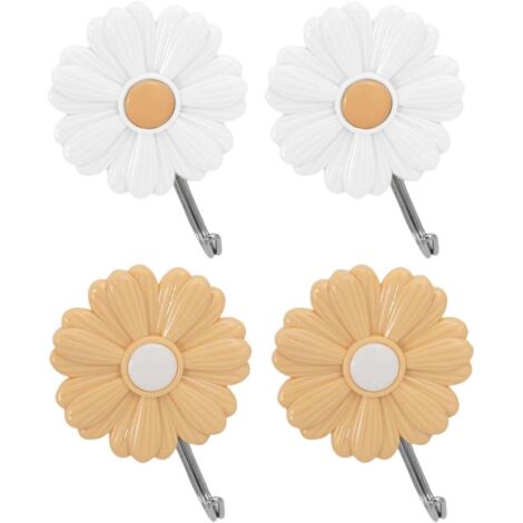 Lot de 4 Crochets Muraux Adhésifs Petits Motifs Marguerite Support Mural (1/5)