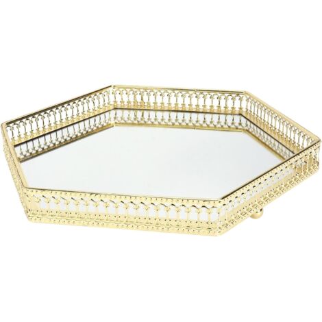 Plateau Hexagonal Métal à Miroir Plateau de Rangement Décoratif Fer et (1/5)