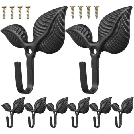 8 pièces Lot de Crochets Muraux Décoratifs Fonte Rustique Forme pour Salle (1/5)
