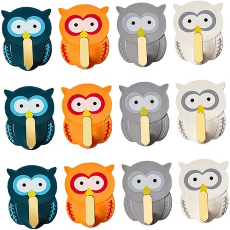 Lot De 12 Crochets Adhésifs Muraux De Hibou, Petits Crochets Adhésifs (1/5)