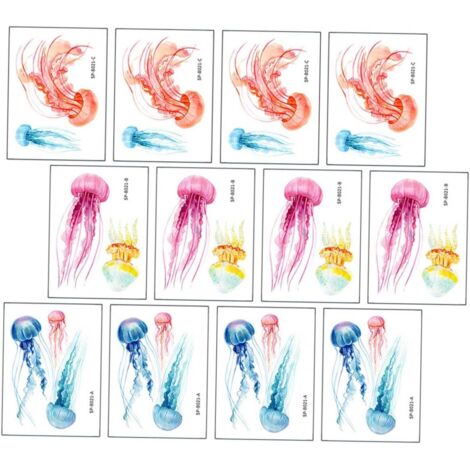 12 pièces Stickers Muraux Salle de Bain Méduse Imperméables Décoratifs (1/5)