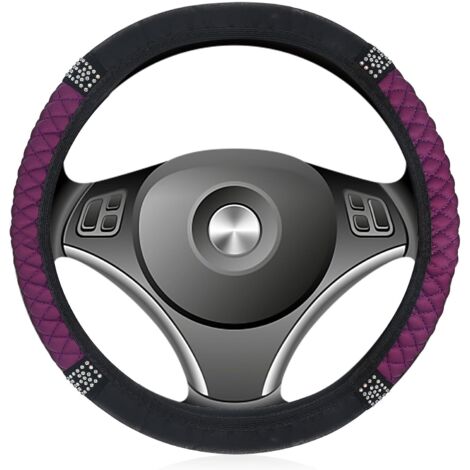 Housse de Volant Voiture Cuir avec Strass Brodés Antidérapante Confortable (1/5)