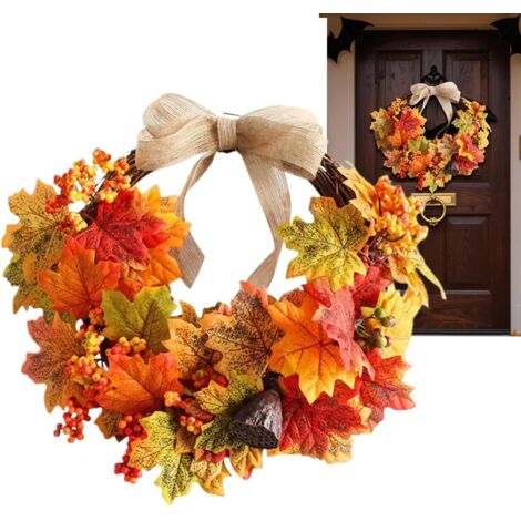 Couronne de Porte Automnale Décoration de 46 cm pour Halloween Ornement (1/5)