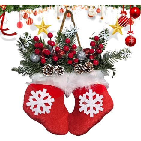 Couronne De Noël pour Porte D'entrée Guirlande Artificielle Mitaine avec (1/5)