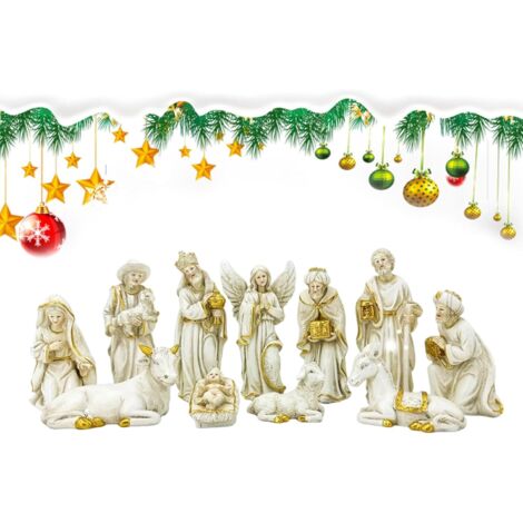Crèche De Noël 11 Pièces, Crèche D'intérieur, Décoration Religieuse Pour (1/5)