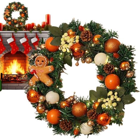 Couronne de Noël pour Porte d'Entrée Décoration de Noël en Pain d'Épices (1/5)