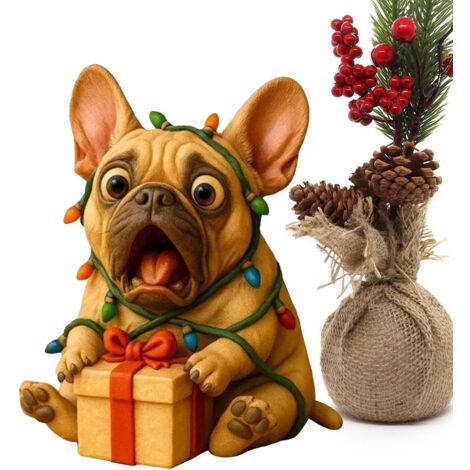 Petites Figurines De Noël Décorations De Maison Petit Chien Mignon,Sculptur (1/5)