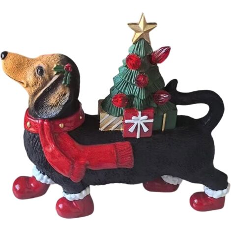 Statuettes de Teckel Décorations de Noël Éclairées en Résine,Figurines (1/5)