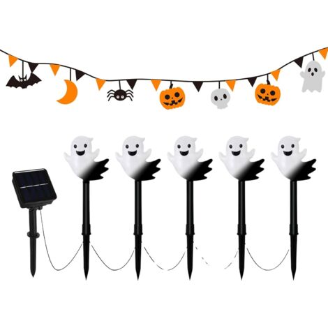 Pieu Solaire Halloween,5 Pièces Lumières de Piquet Fantôme Solaires (1/5)