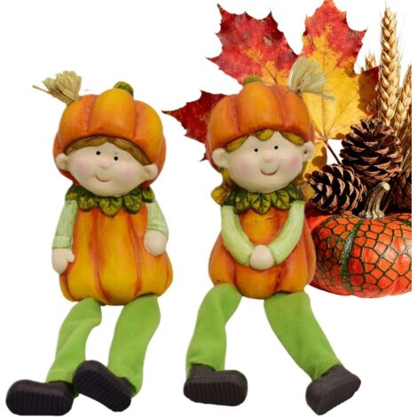 Statues de Jardin,Figurines de Jardin 2 Pièces Filles Citrouilles pour (1/5)