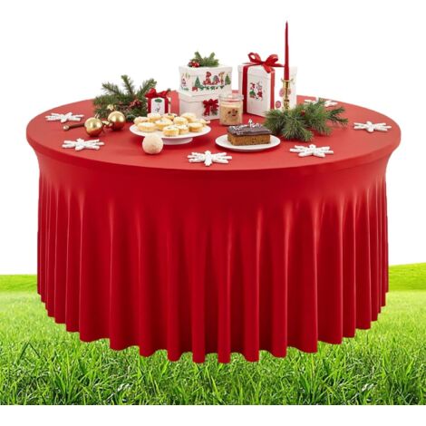 Nappe avec Jupe Nappe Ronde Plissée pour Fête Couverture de Table pour (1/5)