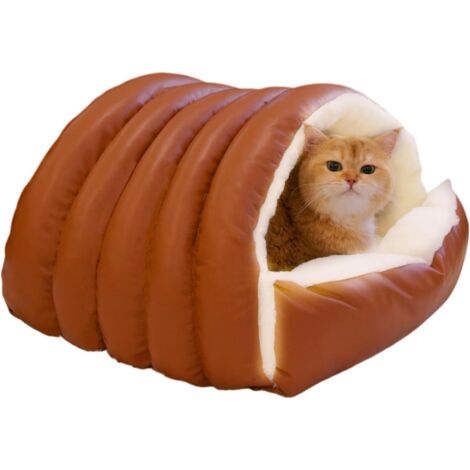 Lit Grotte Chat Nid de Sommeil Résistant au Vent pour Animaux Lits Doux (1/5)