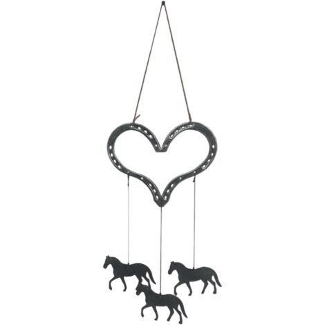 Ornement De Carillon À Vent en Cœur,Décoration Métallique Amour Au Galop (1/5)