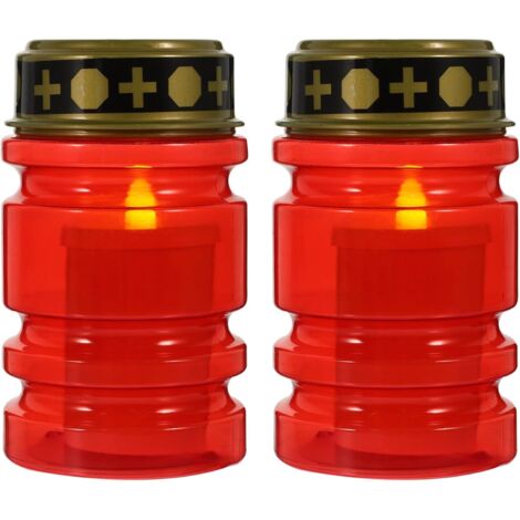 Lot de 2 Bougies LED sans Flamme Coque Rouge Irrégulière à (1/5)