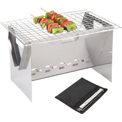 Grill De Camping Foyer De Cuisson En Acier Inoxydable Avec (1/5)