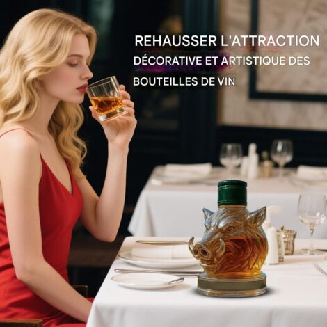 Bouteilles À Vin Statue D'Art En Verre Sanglier Décanter À (1/4)