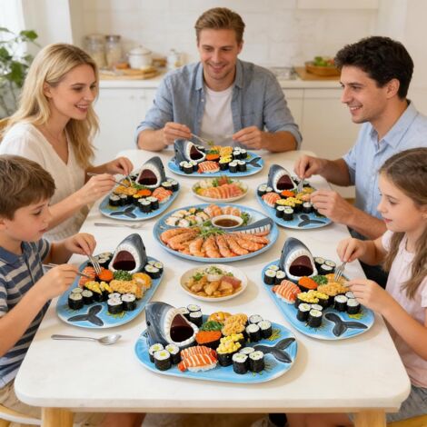 Assiettes Requin Vaisselle en Céramique Lavable au (1/4)