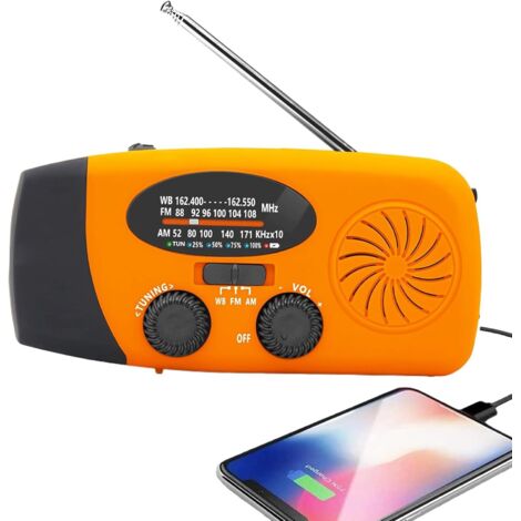 Radio à Manivelle, Radio à Piles Portable AM FM, Lecteur (1/5)
