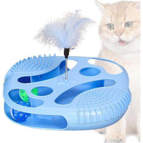 Jouet de piste pour chat Jouet à bille roulante avec plumes (1/5)