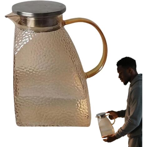 Carafe à eau en verre Théière avec aspect martelé 1500 ml (1/5)