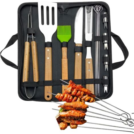 Kit d'outils de barbecue - 16 pièces en acier inoxydable - (1/5)