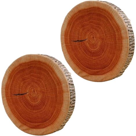 Coussin rond avec aspect bois de bûches - Coussin réaliste (1/5)