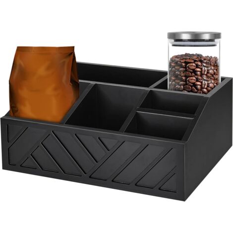 Organisateur de station à café Boîte de rangement en bois (1/5)