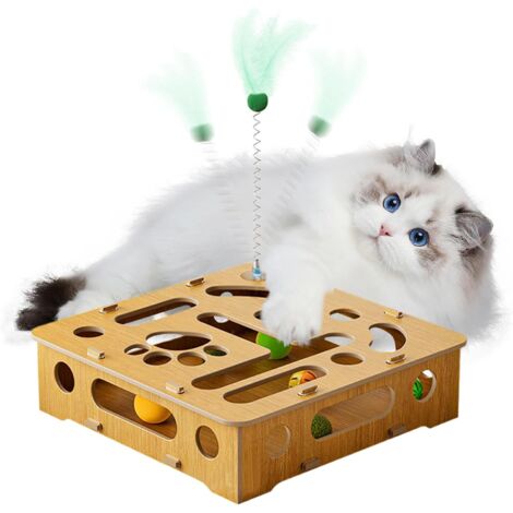 Boîte de puzzle pour chat, jouet pour chat en bois - Boîte (1/5)
