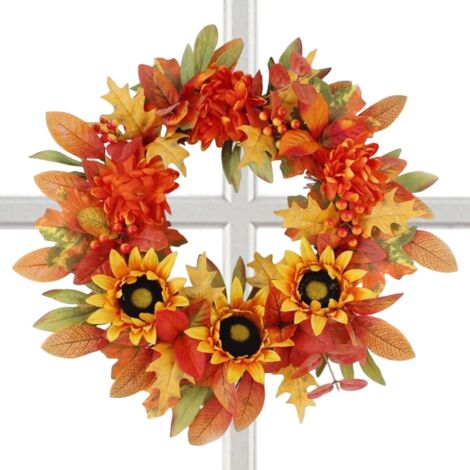 Couronne d'automne pour porte d'entrée - 45 cm - Guirlande (1/5)
