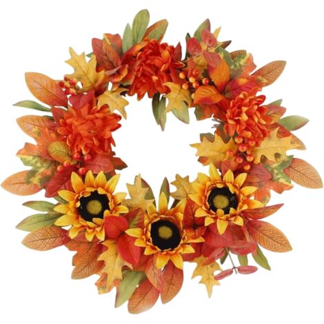 Couronne Automnale pour Porte - Guirlande de Thanksgiving 46 (1/5)