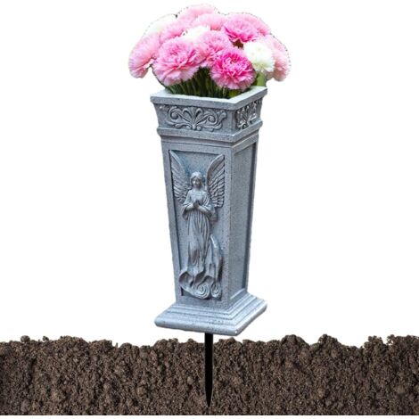 Vase à fleurs pour cimetière, anti-basculement avec piquet, (1/5)