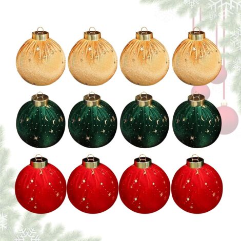 Boules de Noël, Lot de 12 pendentifs en velours pour (1/5)