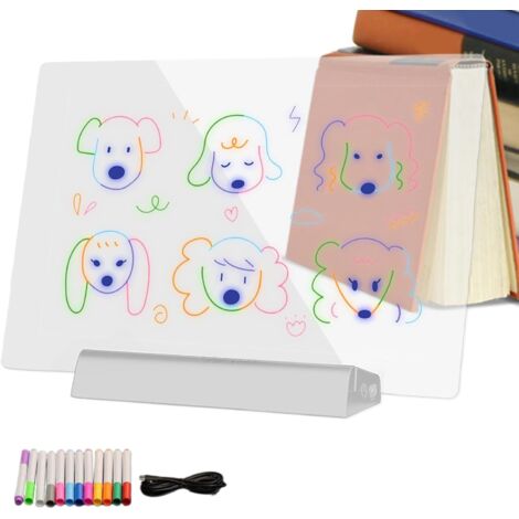 Tableau à Dessin LED Lumineux - avec Stylo 12 Couleurs (1/5)