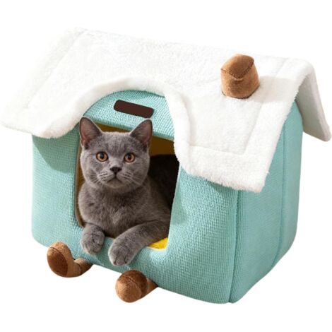 pour Chats Nid Ferm dhiver Douillet Niche pour Chats Et (1/5)