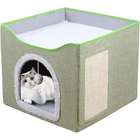 grotte pliable pour chat avec balle en peluche et tapis (1/5)