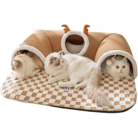 de lit pour chat Tapis tunnel pour chat abri chaud jouets (1/5)