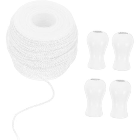 de Tirage pour Stores Lamelles Blanc avec Pendentifs Bois 50 (1/5)