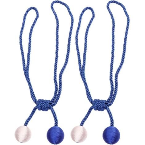 de Rideau Bicolore Double Boule Paire Bleu Profond (1/5)