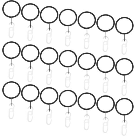 Ensembles Anneaux Rideau Mtal Noir avec Crochets Rsistants (1/5)